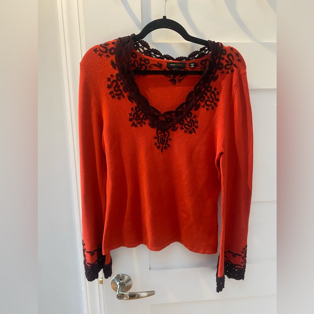 BCBGMAXAZRIA super rare Y2K vintage embroidered long sleeve blouse - Picture 10 of 10